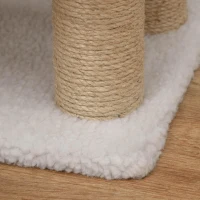 PawHut Katzentreppe 4-stufige Haustiertreppe mit Kratzsäulen Ball Hundetreppe Tiertreppe für Katzen bis 5 kg Plüsch Jute Weiß 60 x 40 x 64 cm(m-8)