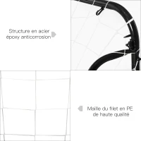 HOMCOM But de football - cage de foot - but d'entrainement dim. 203L x 81l x 120H cm - châssis métal époxy polyester - piquets inclus - noir(m-5)