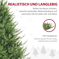 HOMCOM Weihnachtsbaum, Kunsttanne, realistisches Aussehen, schneller Aufbau, Kunststoff, Grün, 136 x 136 x 180cm(m-7)