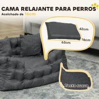 PawHut Cama para Mascotas con 2 Almohadas Colchón para Perros Antideslizante con Funda Extraíble y Lavable 70x50x30 cm Gris(m-6)