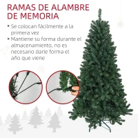 HOMCOM Árbol de Navidad Artificial 180 cm con 760 Ramas de Alambre de Memoria y Base Plegable Árbol de Navideño Verde(m-5)