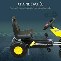 HOMCOM Kart à pédales Go-Kart Enfants avec Frein 88L x 51l x 48H cm Jaune Noir(m-7)