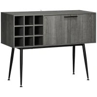 HOMCOM Aparador de Cocina Mueble Buffet Auxiliar con Armario y Botellero para Salón Comedor 106,6x40x82 cm Gris(m-1)