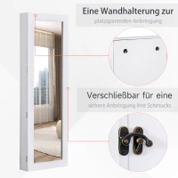 HOMCOM Schmuckschrank, Spiegelschrank, Schmuckkommode, Weiß(m-5)