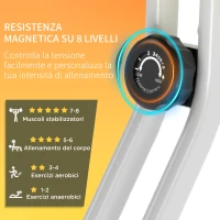 HOMCOM Cyclette Pieghevole da Fitness in Acciaio, Cyclette Magnetica Pieghevole da Casa con Altezza Regolabile, Resistenza Magnetica a 8 Livelli, Schermo LCD, 43x97x109cm, Giallo(m-5)