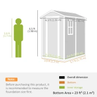 Outsunny 4 x 6ft Garden Shed, Plastic Shed with Floor, Window, Lockable Door and Vents, Resin Tool Shed for Outdoor Patio Storage, Zero Maintenance, Grey(m-3)
