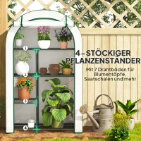 Outsunny Mini-Gewächshaus, 4-stufiges Gewächshaus mit Kunststoff-Plane, tragbar, Rolltür, 100 x 45 x 160 cm, Weiß(m-5)