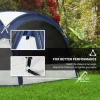 Cort de Camping Outsunny pentru 6-8 persoane cu 4 Usi cu fermoar, 350x350x230cm, Alb si Albastru(m-5)