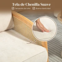 HOMCOM Butaca de Estilo Moderno con Apoyabrazos de Ratán Sintético Asiento de Espuma y Cojín Extraíble 67x75x88 cm Beige(m-5)