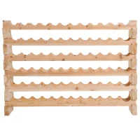 HOMCOM Scaffale Portabottiglie in Legno di Abete, Cantinetta Portabottiglie con 6 Ripiani per 72 Bottiglie e Peso Massimo 100 kg, 114x28x85 cm, Legno Naturale(m-11)