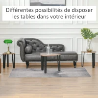 HOMCOM Ensemble de 3 Tables Basses gigognes encastrables Style Industriel piètements métal Noir en épingle Plateaux Aspect Bois de Noyer(m-5)