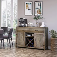 HOMCOM Freestanding Rustic Style Side Cabinet Multi-Storage w/ 2 Drawers&Cupboards Home Dining Furniture Bronze-Tone 140L x 39W x 58H cm(m-2)