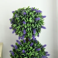 HOMCOM Set of 2 Artificial Plants, Lavender Flowers Ball Trees with Pot, for Home Indoor Outdoor Decor, 110cm(m-7)