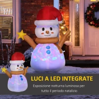 Outsunny Pupazzo di Neve Gonfiabile con Luce LED Colorata con Gonfiatore Incluso, 97x50x120cm(m-5)