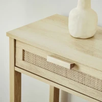 HOMCOM Console Sofa Table Hallway Side Desk with Storage Shelf Drawer for Entryway Living Room Bedroom Natural(m-8)