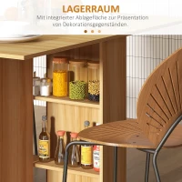 HOMCOM Esstisch, klappbar, platzsparend, untere Ablage, 140 x 80 x 74 cm, Teak(m-6)