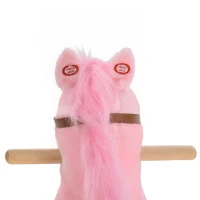 HOMCOM Juguete Balancín de Felpa Suave con Música Relinchos Sonidos de Galope Boca y Cola Móviles 65x32,5x61 cm Rosa(m-9)