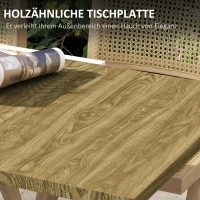 Outsunny Gartentisch Outdoor-Tisch, wetterbeständig, Holzoptik, 160 x 80 x 75cm, Braun + Weiß(m-5)