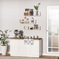 HOMCOM Lot de 3 étagères murales flottantes - dim. 80L x 18l x 18H cm - kit complet de fixation inclus - MDF grain de bois blanc(m-6)