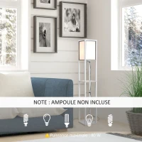 HOMCOM Lampadaire étagère 26L x 26l x 160H cm 3 étagères 4 Niveaux MDF Blanc(m-4)