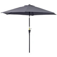 Outsunny Parasol droit parasol inclinable de jardin balcon terrasse manivelle toile polyester imperméabilisée haute densité 180 g/m² Ø2,6 x 2,35H m aluminium gris(m-10)