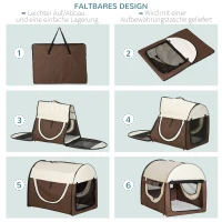 PawHut Hundebox faltbare Hundetransportbox Haustierrucksack mit Kissen Reisetasche Transportbox für Tier wasserdicht Oxfordstoff Kaffee 97 x 71 x 76 cm(m-8)