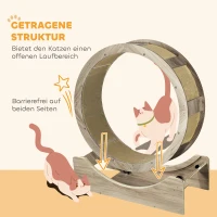 PawHut Katzenlaufrad, Laufrad für Katzen, 91 cm, mit Bremse, Kratzmatte, Katzenrad für gesunde Bewegung, Walnuss(m-5)