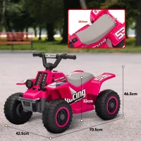 AIYAPLAY 6V Electric Quad Bike for Kids, Ride On ATV w/ Forward/Reverse, Headlights, for Ages 18-36 Months, Pink(m-3)