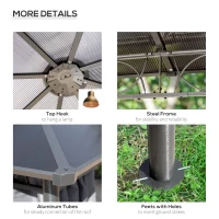 Outsunny 3 x 3(m) Hardtop Gazebo Canopy with Polycarbonate Roof, Permanent Pavilion Garden Gazebo with Curtains for Patio, Deck, Grey(m-6)