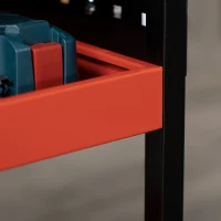 DURHAND Werkzeugwagen, Werkstattwagen, 3 Ablagen, 2 Lochwände, bis 100 kg, Stahl, rot, 75 x 35 x 80cm(m-9)