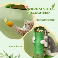 PawHut Höhenverstellbarer Kratzbaum 230-275 cm, platzsparend, Spielzentrum mit Hängematte, Grün(m-8)