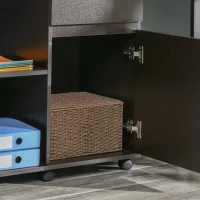 HOMCOM Druckertisch, Druckerständer, Bürowagen, Rollwagen Aktenschrank, Büroschrank mit Schubladen+Schrank, Spanlatte, Braun, 80 x 40 x 73 cm(m-9)