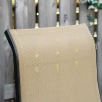 Outdoor Set of 2 Outdoor Sun Lounger 10-Position Adjustable Texteline Folding Reclining Chairs with Footrest for Patio Garden, Beige(m-9)