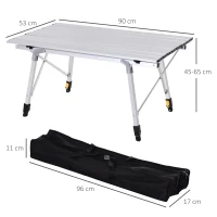 Outsunny Table pliante en aluminium table de camping table de jardin 4 personnes hauteur réglable + sac de transport(m-3)