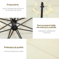 Outsunny Ombrellone Decentrato da Giardino con Base a Croce Inclusa, in Metallo e Poliestere, 3x2.5 m, Beige(m-6)