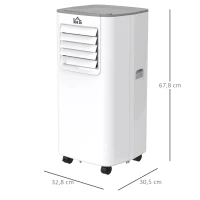 HOMCOM Mobile Klimaanlage 5k BTU 2,4KW 4-in-1 Klimagerät mit Fernbedienung, Kühlung, Luftentfeuchtung, Ventilator, Schlafmodus, für 8-12 ㎡, 24h Timer, 2 Geschwindigkeitsstufen, LED-Display ABS(m-3)