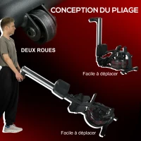 SPORTNOW Rameur à eau d'appartement rameur d'appartement pliable 6 niveaux de résistance écran LCD multifonction acier PC noir(m-6)