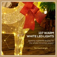 Outsunny Lighted Reindeer Christmas Decoration, Light Up Christmas Deer with 137 LED Lights for Indoor, Outdoor, Garden, Lawn, Gold Tone(m-5)