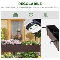Outsunny Fioriera da Balcone Auto-irrigante con Gancio per Ringhiera Regolabile e Indicatore Acqua(m-4)
