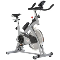 HOMCOM Bicicleta Estática Volante de Inercia de 13 kg Ciclo Indoor con Sillín Ajustable Resistencia Manillar Regulables Pantalla LCD con Pulsómetro 96x50x107 cm Acero Plata(m-1)
