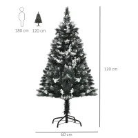 HOMCOM Weihnachtsbaum Christbaum Kunsttanne, Kunstschnee, inkl. Ständer, 1.2m,  Grün(m-3)