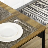 HOMCOM Dining Table and Bench Set for 4, Kitchen Table with 2 Benches, Space Saving Dining Room Sets, Natural(m-7)