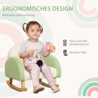 HOMCOM Schaukelstuhl für Kleinkinder Niedliches Design, Schaffell-Imitat, Eukalyptusholz Grün + Gelb Beige(m-6)
