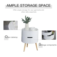 HOMCOM 3-Tier Coffee Table, Round End Table with 2 Hidden Compartments and Detachable Tray, Side Table with Storage for Living Room, White(m-5)