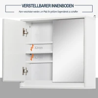HOMCOM Badezimmerschrank, Spiegelschrank mit 2 Spiegeln, 2 Regale, 48 cm x 14,5 cm x 45 cm, Weiß(m-4)