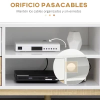 HOMCOM Mueble TV de Salón Mesa para Televisores de hasta 55" con Estantes y 4 Cajones 120x40x44,5 cm Blanco y Roble(m-5)