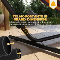Outsunny Supporto per Amaca in Acciaio con Tavolino Integrato e Carico Massimo 150kg, Nero(m-4)