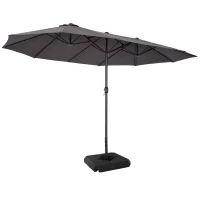 Outsunny 4.6m Garden Parasol Double-Sided Sun Umbrella Patio Market Shelter Canopy Shade with Weight Base, Grey(m-11)