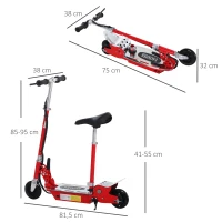 HOMCOM Trottinette électrique 120 W pliable pour enfant de 7 à 12 ans hauteur guidon et selle réglable 10 Km/h max. rouge(m-3)