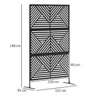 Outsunny Decorative Garden Privacy Screen with Stand, 6.5FT Freestanding Metal Outdoor Divider, Decorative Privacy Panel with Expansion Screws for Garden Pool Hot Tub, Rhombus Style, Black(m-3)